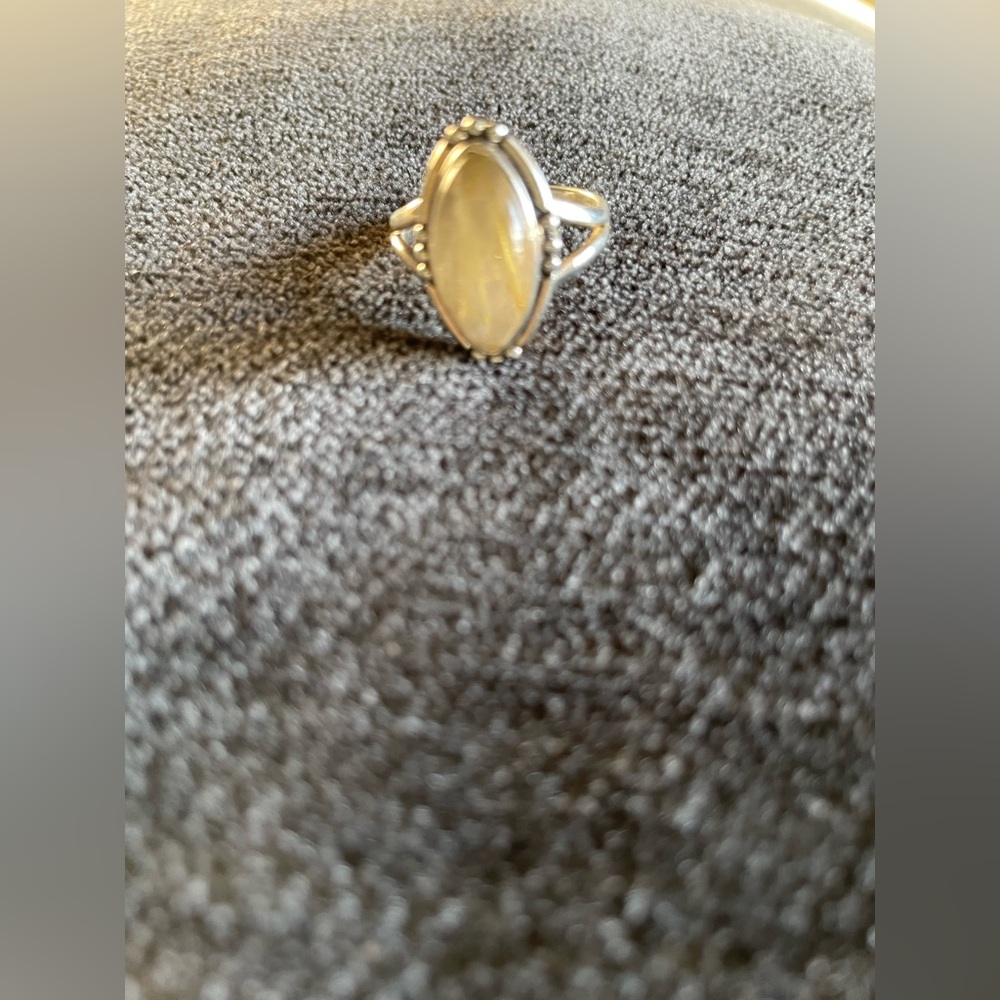 Silver Ring with RUTILATED QUARTZ Oval Stone